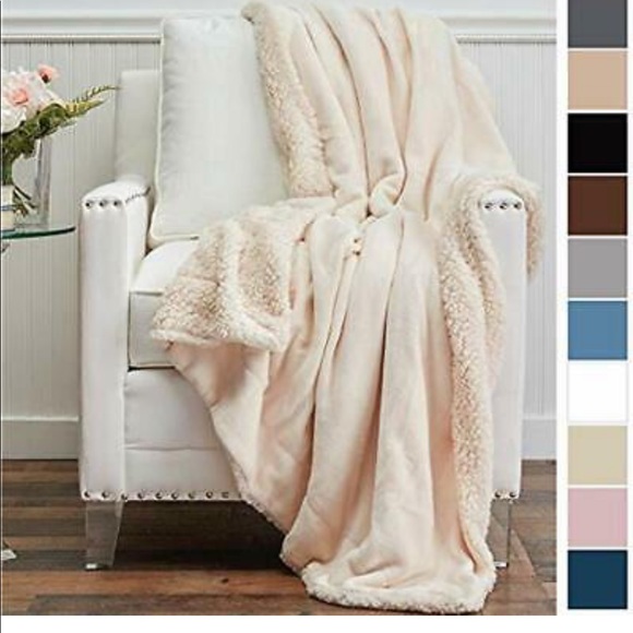 Sherpa Micro Mink Reversible Throw Blanket - Picture 2 of 4